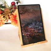 supporto in legno per tablet e schermi