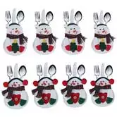 porta posate natalizi a forma di pupazzo di neve