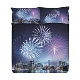 set copripiumino e federe con una romantica serata di fuochi artificiali